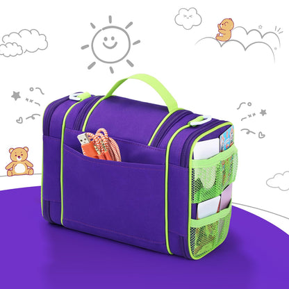Carrying Case Compatible with Yoto player, Cards Storage Bag with Handle and Shoulder Strap, Travel Storage box for Audio Music Player & Headphone Accessories (Purple)