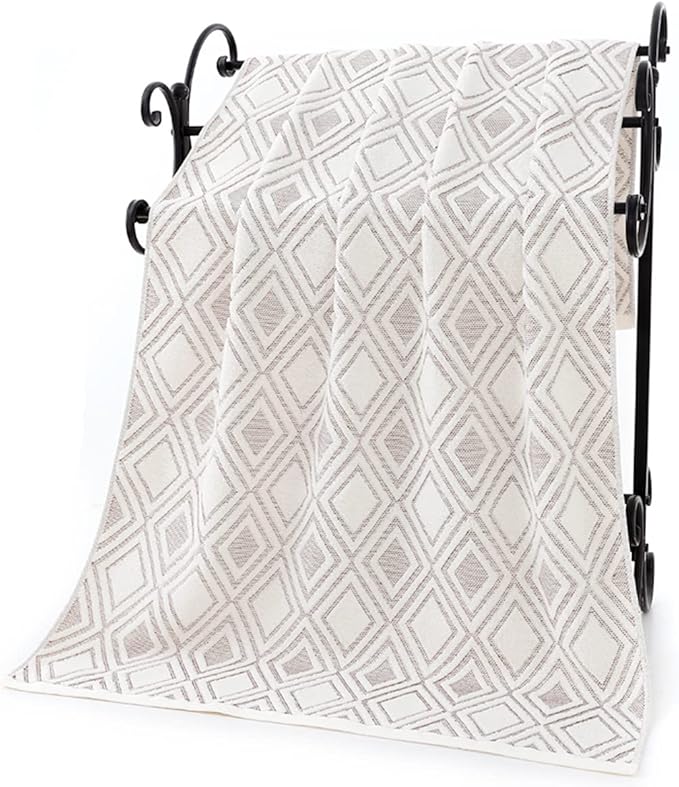 Pidada Bath Hand Towel Set of 3 Diamond Pattern 100% Cotton Absorbent Soft