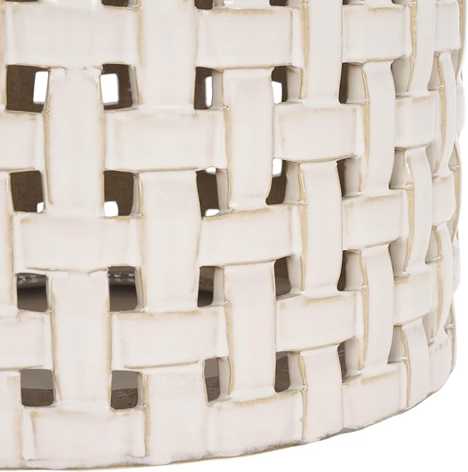 SAFAVIEH Home Collection Sayre Cream Ceramic 18-inch Decorative Accent Garden Stool for Living Room, Bathroom, Patio, Side Table, Plant Stand (Fully Assembled)