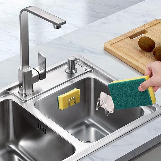 2Pcs Sponge Holder for Kitchen Sink，Strong Adhesive Small Sponge Holder，Sink