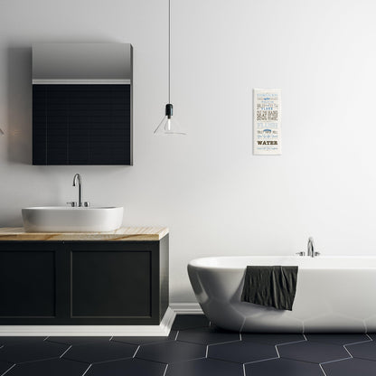 Stupell Industries Rules Blue and Black Print Bathroom, Design by Stephanie Workman Marrott Wall Art, 13x30, Beige