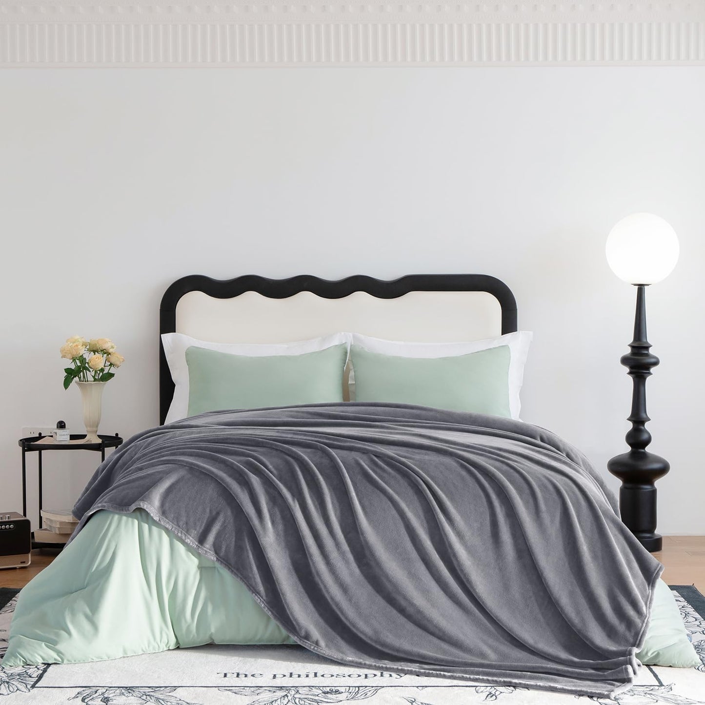 WAVVE Fleece Blanket Sofa Throw Grey 4ft x 5ft - Fluffy Soft Warm Versatile Blanket for Sofa/Couch/Bed Throw/Single Size Gray,130x150 cm