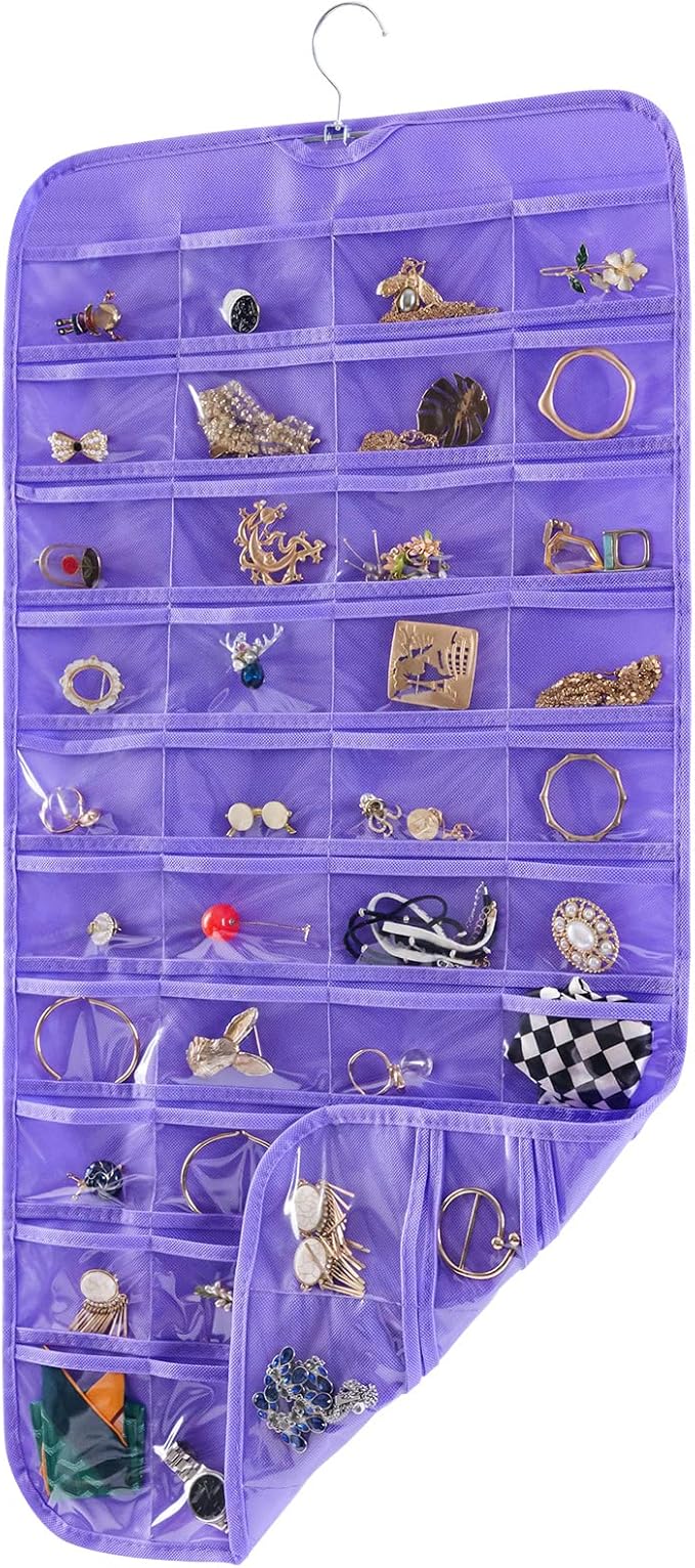 Bloss Hanging Jewelry Organizer, 80 Pockets Dual Sides Wall Jewelry Organizer
