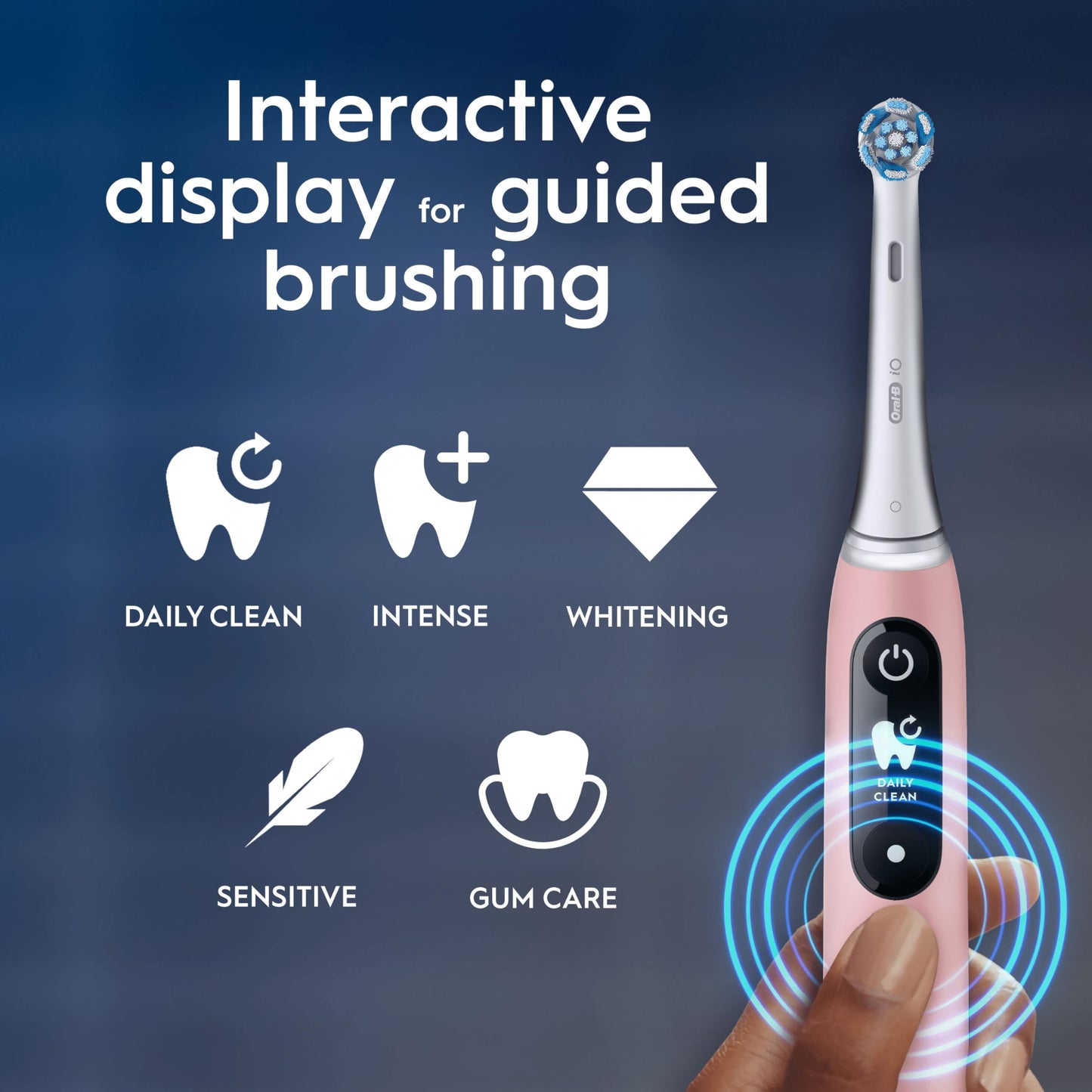 Oral-B iO6 Electric Toothbrushes For Adults, 1 Toothbrush Head & Travel Case, 5 Modes with Ultra-Sensitive, Sensitive Edition, UK 2 Pin Plug, Pink Sand (Packaging may Vary)