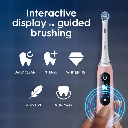 Oral-B iO6 Electric Toothbrushes For Adults, 1 Toothbrush Head & Travel Case, 5 Modes with Ultra-Sensitive, Sensitive Edition, UK 2 Pin Plug, Pink Sand (Packaging may Vary)