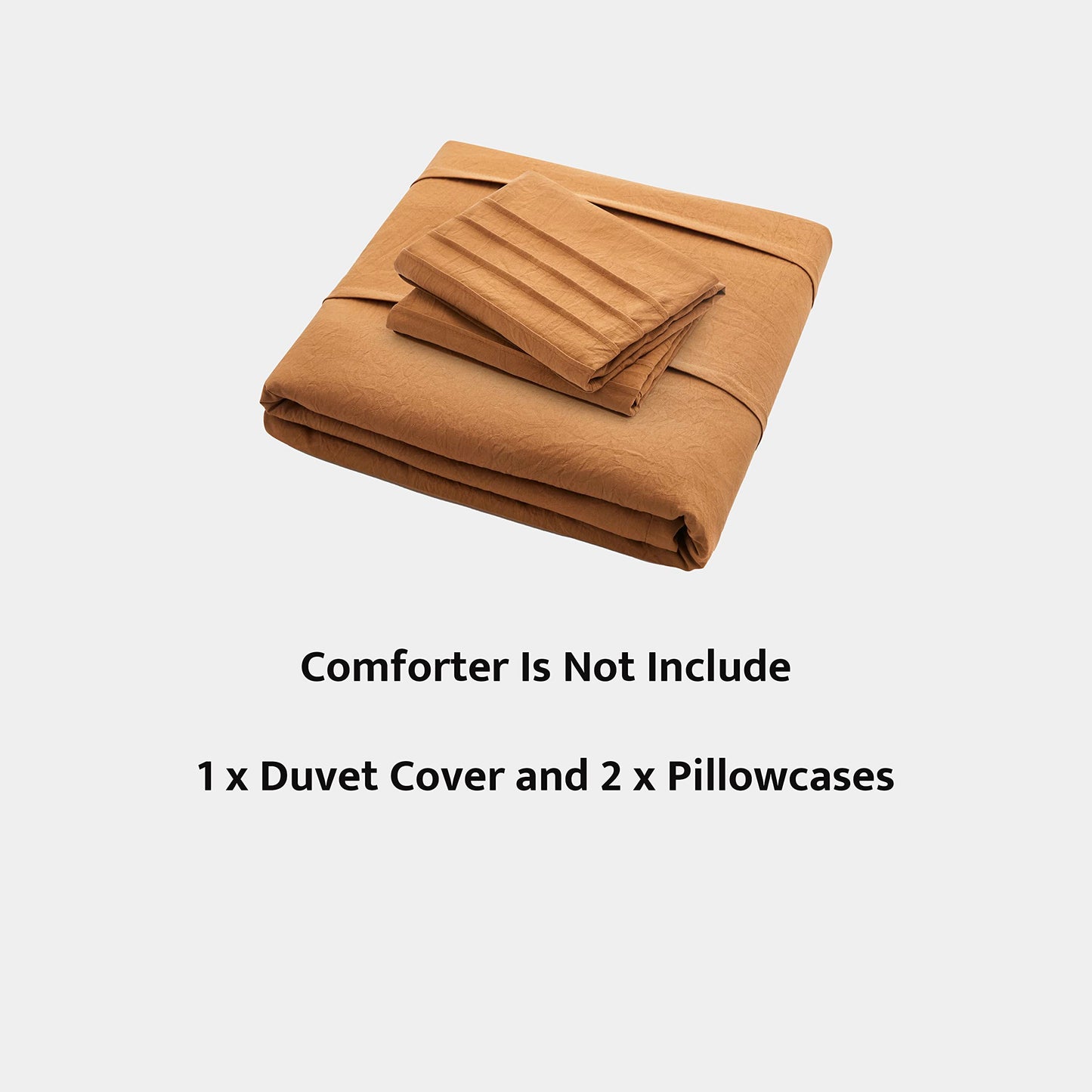 Oli Anderson Pumpkin Brown Duvet Cover Queen Size - Pleated Queen Duvet Cover, 3PCS Soft and Breathable Textured Bedding Set with Zipper Closure(Pumpkin Brown,90"x90")