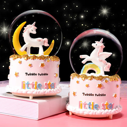 Unicorn Snow Globe, VECU 3.14 Inch Unicorn Music Snow Globes with Automatic Snowfull,Christmas Birthday Gift for Girl Boy