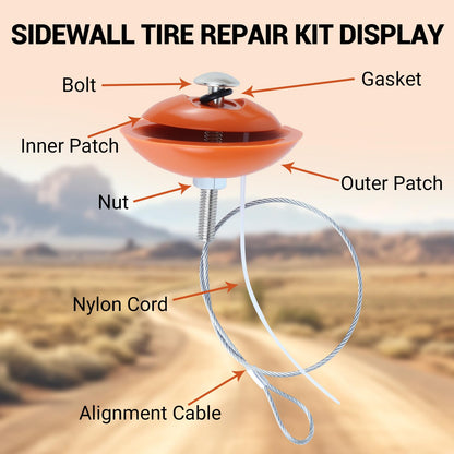 Rlcvecv 3 Pcs Sidewall Tire Repair Kit, Tire Puncture Repair Kit Portable Side Wall Slug Emergency Repairs Tool Compatible with ATV UTV SXS Lawnmower Tractor RZR Talon KRX