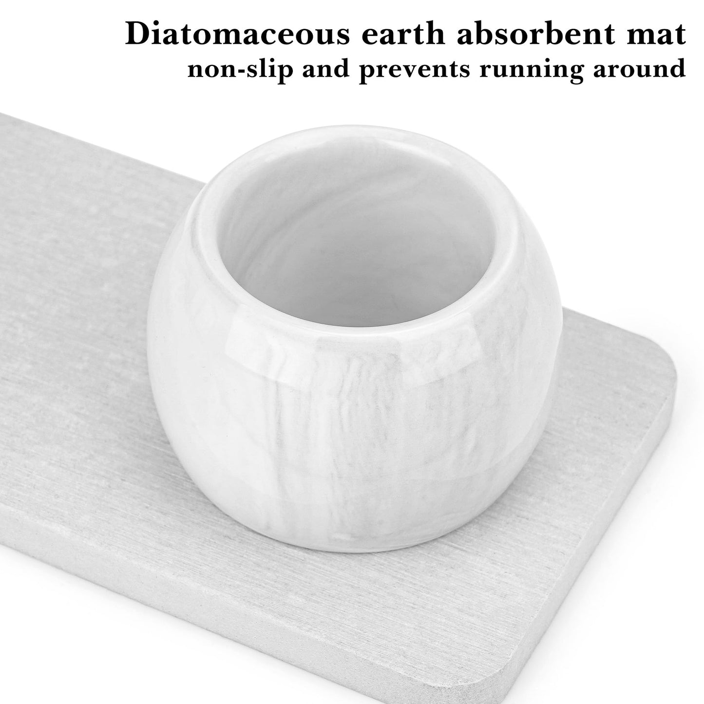 2 Pack Ceramic Toothbrush Holder with Diatomite Toothbrush Tray for Bathroom Shower Countertop Storage Organizer, Small Toothpaste Razor Electric Tooth Brush Head Stand (Grey)