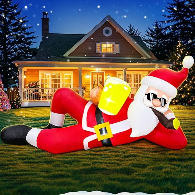 KOOY 6FT Christmas Inflatable Santa Claus Outdoor Decoration with LED Lights, Christmas Decoration Outdoor, Blow up Yard Decor for Outside Garden Lawn Xmas