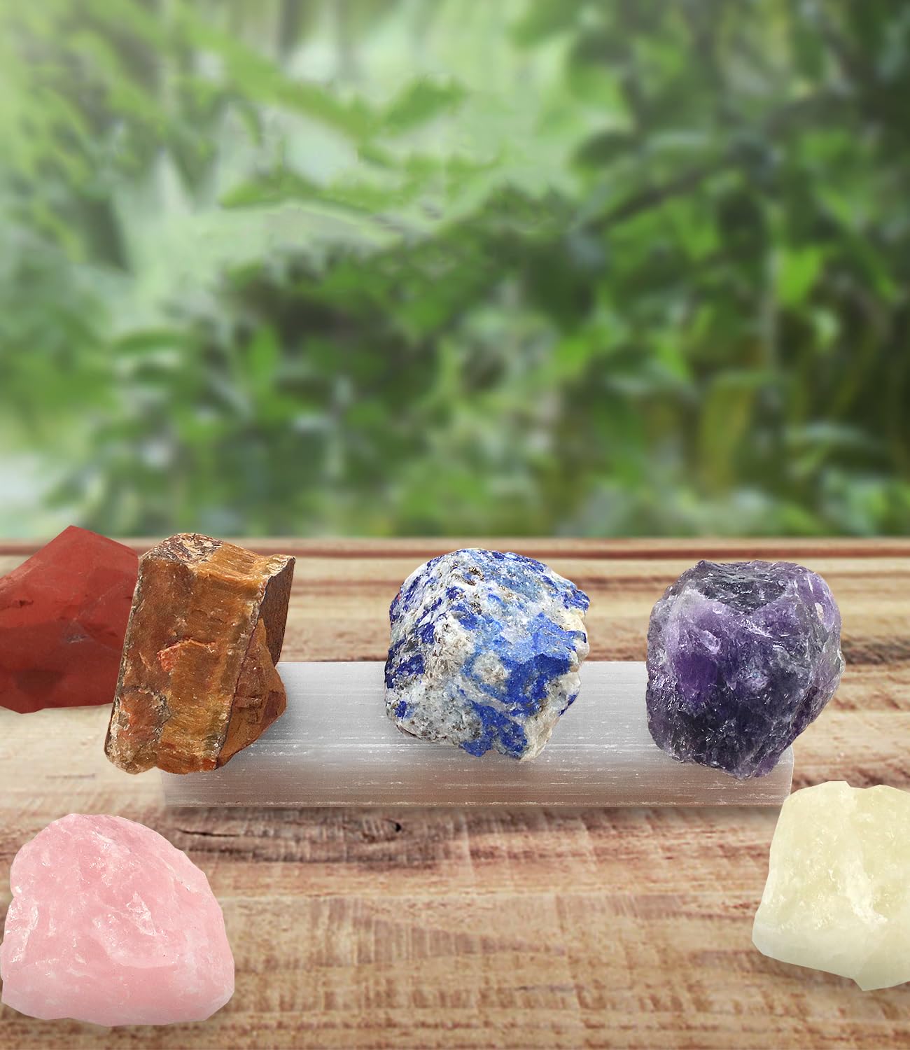 7 Chakras Crystals and Healing Stones with Selenite Charging Plate and Guide Booklet for Beginners, Collection, Meditation, Yoga