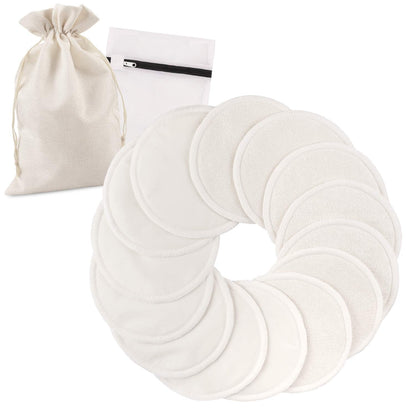 PHOGARY 14 PCS Washable Nursing Pads, Reusable Organic Bamboo Breast Pads with Laundry Bag and Storage Bag - Soft, Absorbent, Hypoallergenic, Eco Pads for Breastfeeding