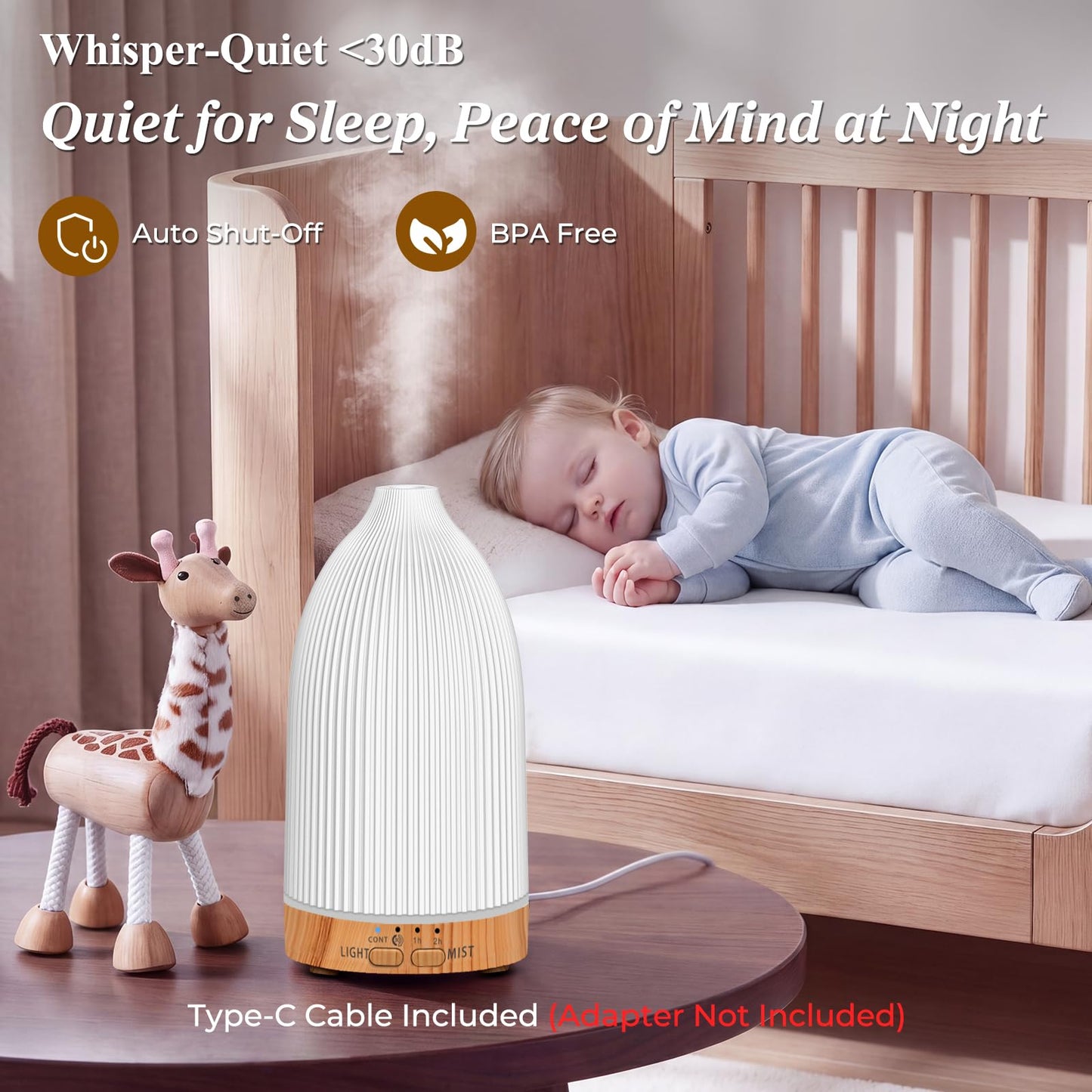 URPOWER 150ML Essential Oil Diffusers for Home, Ultrasonic Aromatherapy Diffuser with 7 Color Changing Lights, Timer & Auto Shut-Off, Scent Diffuser for Bedroom, Office, Yoga