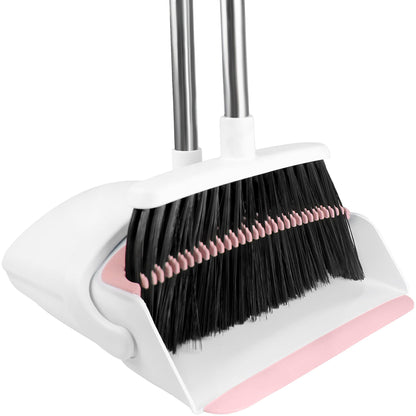 Broom with Dustpan Combo Set for Home 52-in Long Adjustable Handle Angle Broom and Dustpan Set with Dustpan Comb Teeth for Sweeping Pet Hair Food Dirt Kitchen