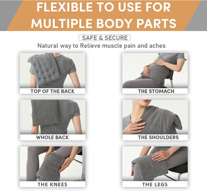 UNCN Wide Microwave Heating pad with Washable Cover 9.5 x 16in Microwavable Hot Pad for Neck Shoulder, Cramps, Back Cordless Warm Compress Weighted Moist Heat Pack for Aches, Unscented