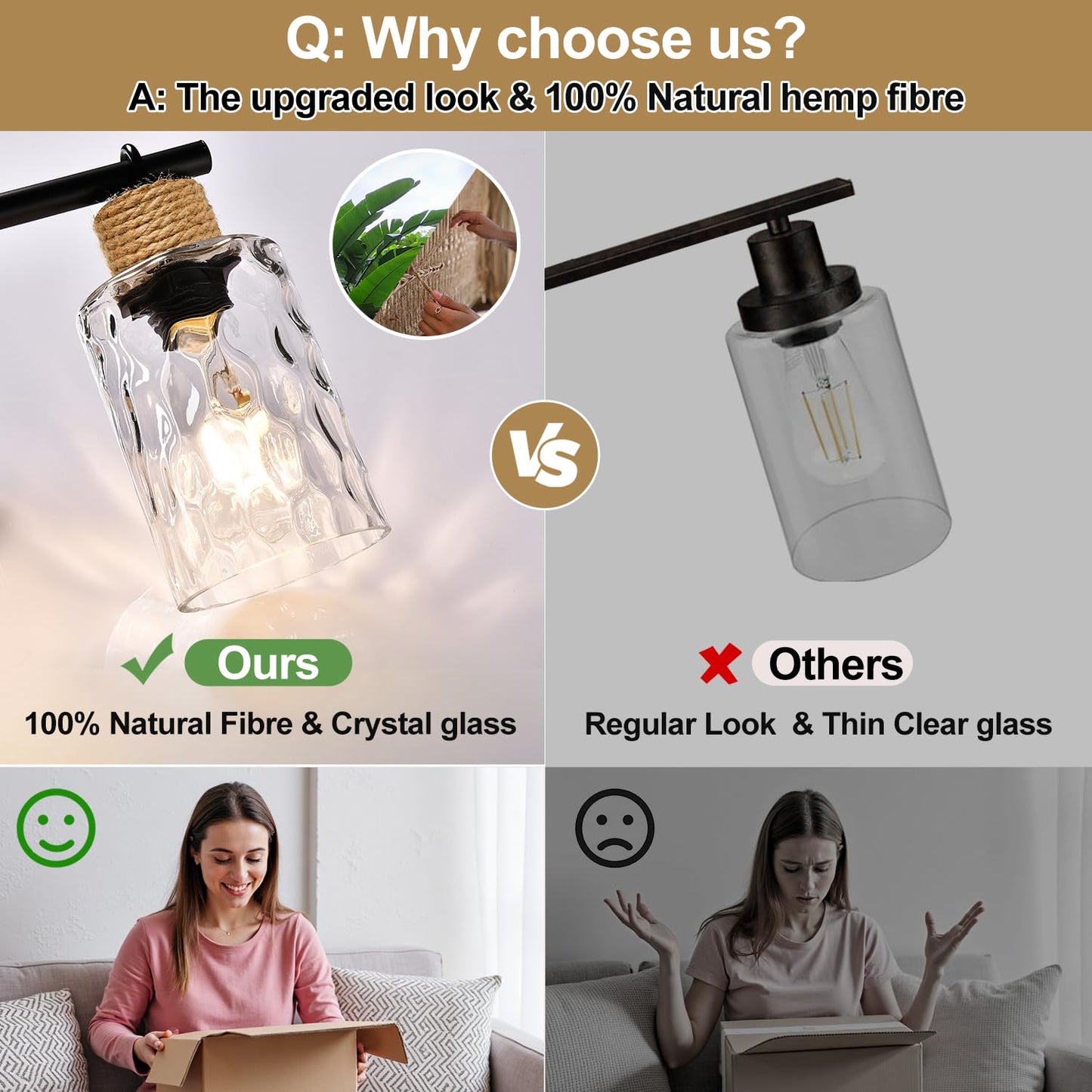 MOKATNG Bathroom Light Fixtures, 5-Light Coastal Vanity Lights with Crystal Glass Shade, Black Bathroom Wall Lamp for Mirror Kitchen Hallway Cabinet
