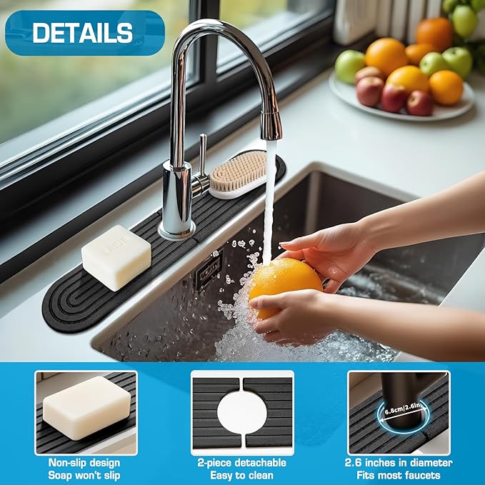 Diatomite Stone Faucet Mat For Kitchen Sink-Absorbent Fast Drying Stone Sink