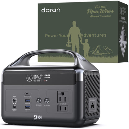 DaranEner Portable Power Station 56000mAh, 179.2Wh LiFePO4 Battery Backup w/ 2 300W (Peak 600W) AC Outlets, 1.5hrs Fast Charging, Power Bank for Hurricane Emergency/Outdoor Camping/RVs/Home Use