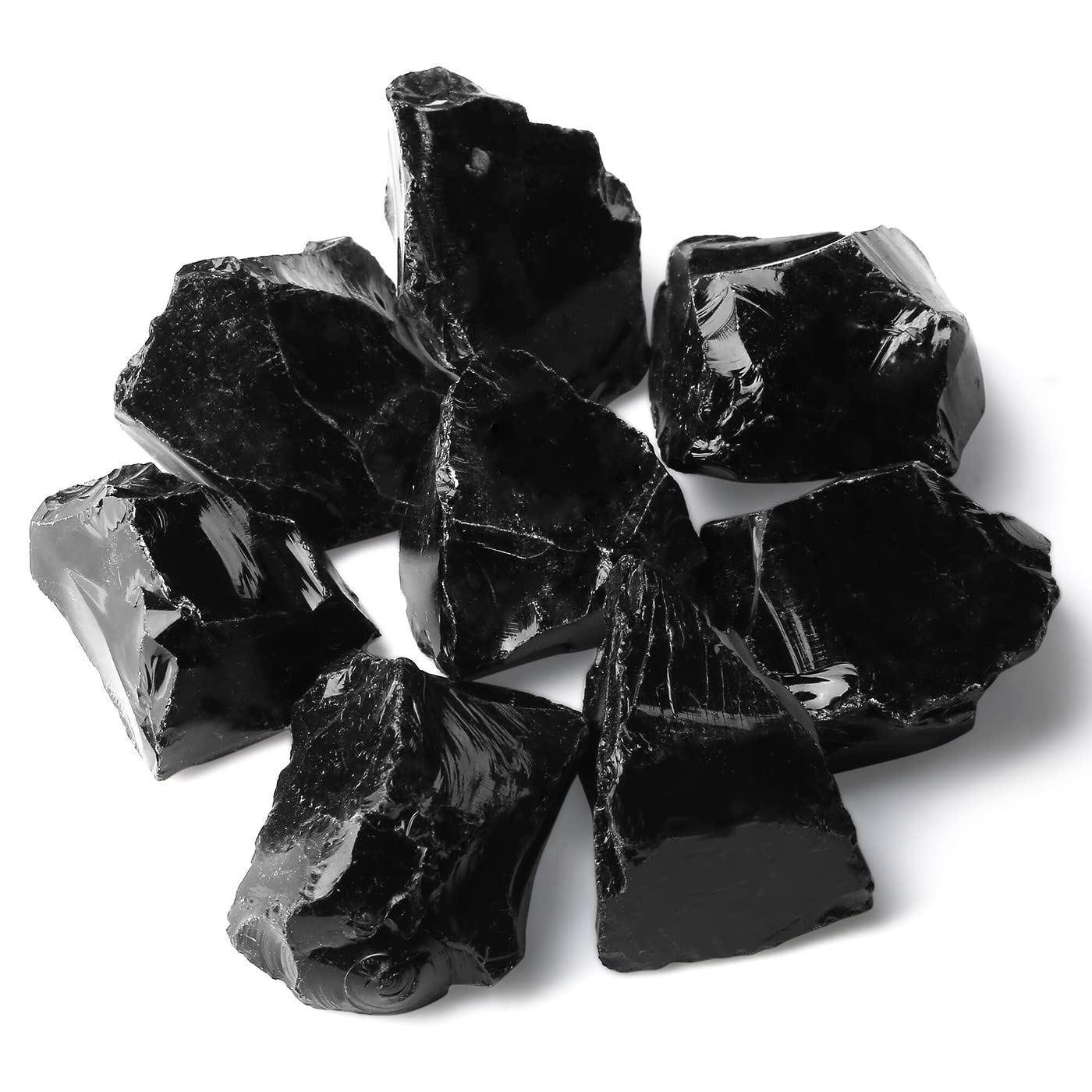 ZHIYUXI 2" Obsidian Crystal Raw Crystals Bulk Crystals and Stones Rough Natural Quartz Black Obsidian Stone Rocks for Tumbling Witchcraft Wire Wrapping Fountain Rocks Cabbing Room Decor 4Pcs