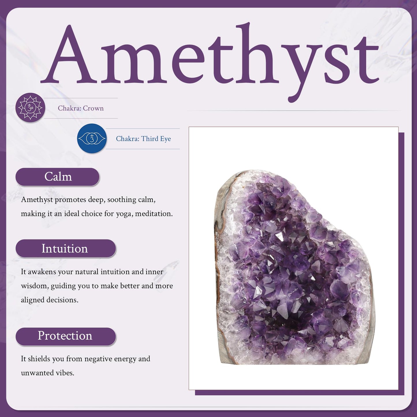 Sportmusies Natural Amethyst Cluster Specimen Home Desk Decoration, Irregular-Shaped Raw Geode Crystal for Meditation Healing, 3.74-6.29 inches