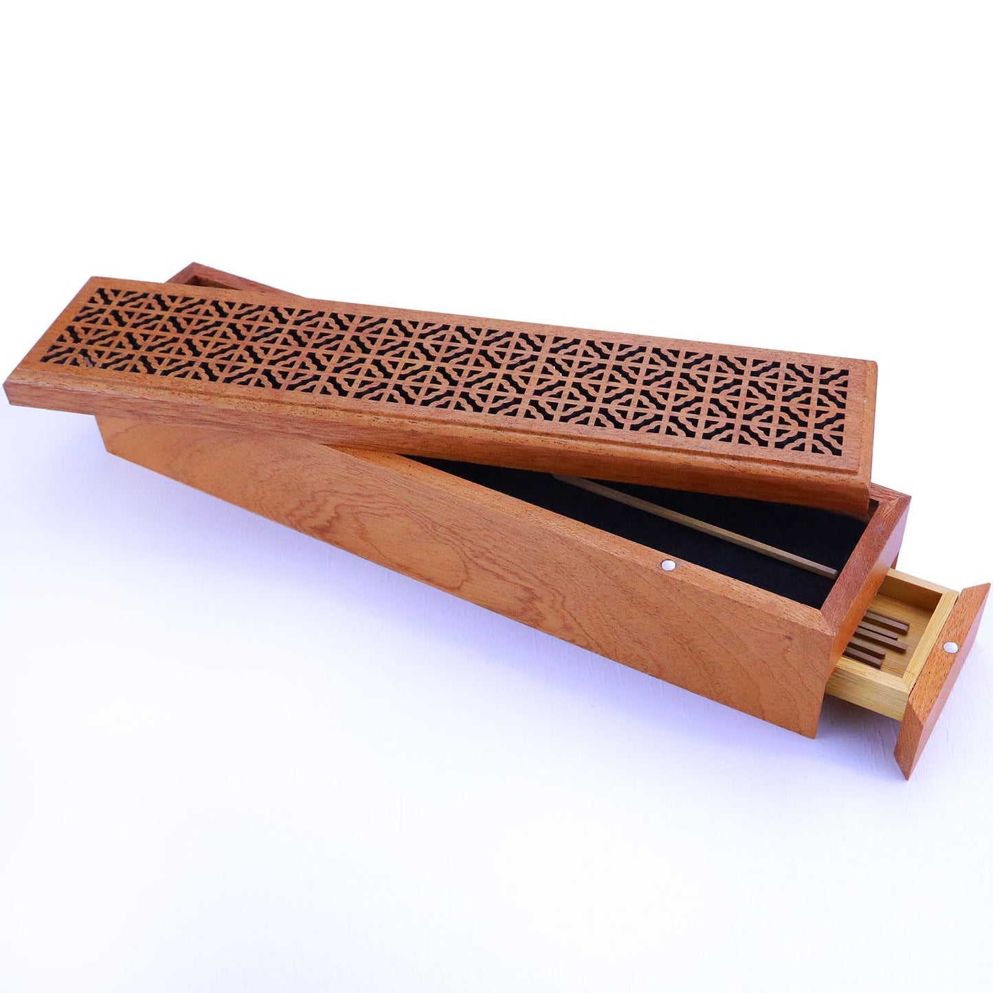 Wooden Incense Burner with Storage Drawer and Magnetic Switch,Insence-Stick Holder Ash Catcher for Meditation/Yoga Room/Bedroom/studyroom/Office