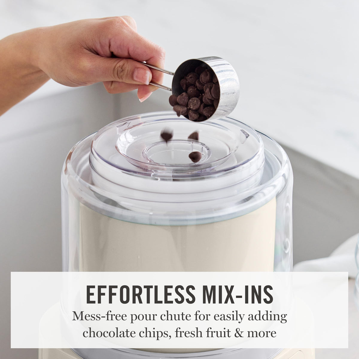 Martha Stewart Ice Cream Maker, 2 Quart Double-Insulated Freezer Bowl, Sorbet & Frozen Yogurt, Ready in 20 Minutes, Mix-Ins Chute, Easy to Clean, Linen Cream