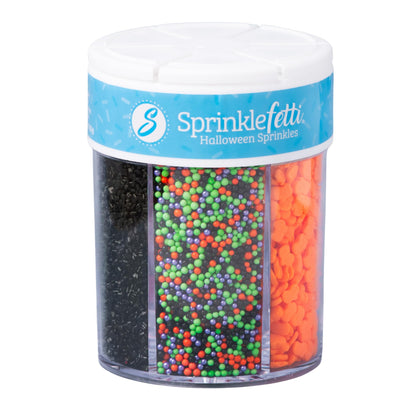 Sweets Indeed Halloween 6-Cell Sprinkle Jar – 6 Variety Sprinkle Compartments | Edible Cake Decorations for Cupcakes, Cookies, Cakes & Desserts | 6.45 oz