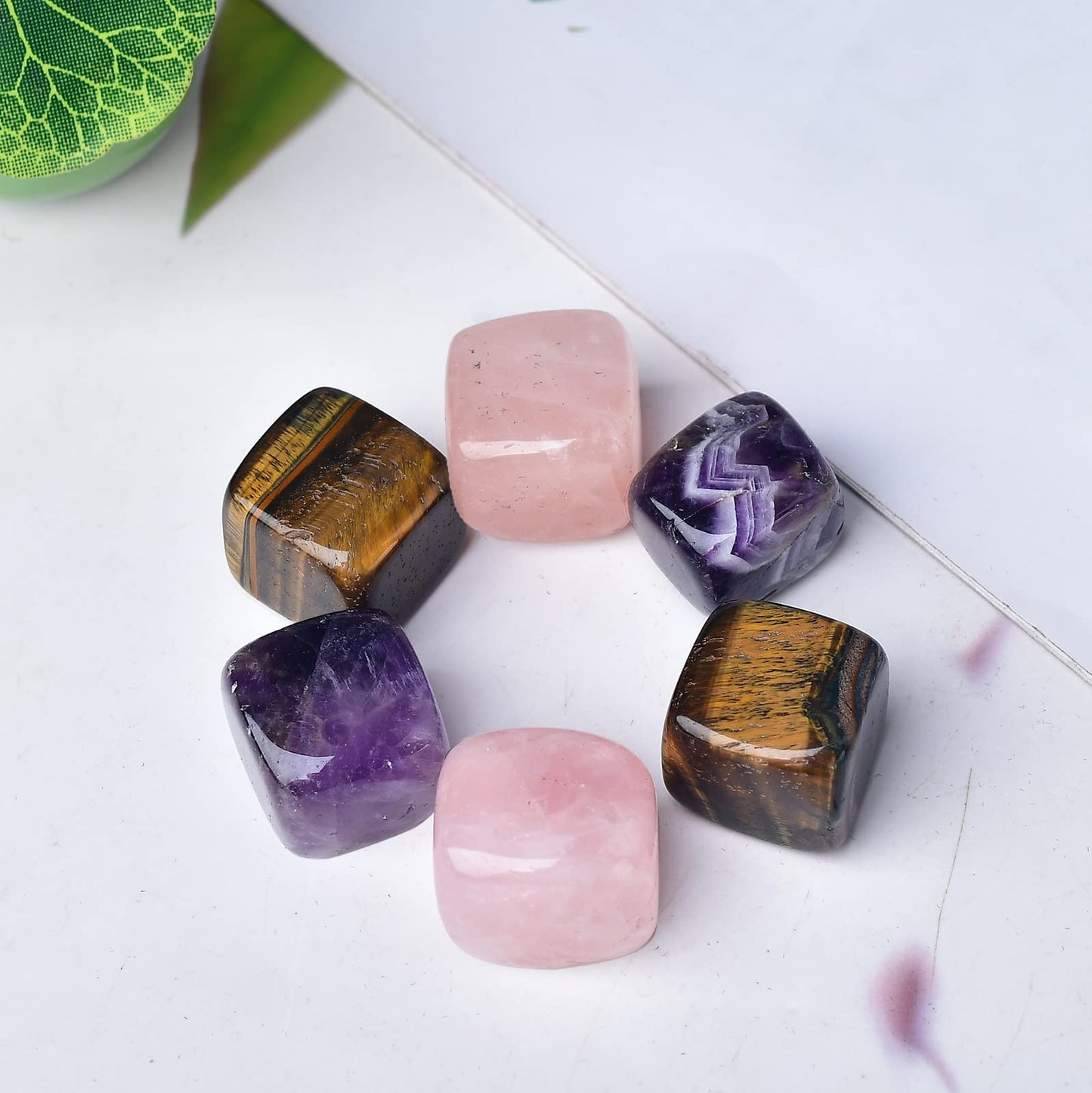 FZBHRO Whiskey Stones Chilling Crystal Ice Cubes for Drinks Whiskey Rocks 0.7-0.8" Wine Cubes Gifts for Women Multi Quartz Set of 6