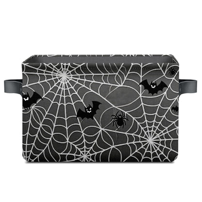 AHENGPAIG Halloween Baskets,Spider Web Bat Storage Bins with Handles for Men, Foldable Organizer Storage Boxes 14 x 10 x 8