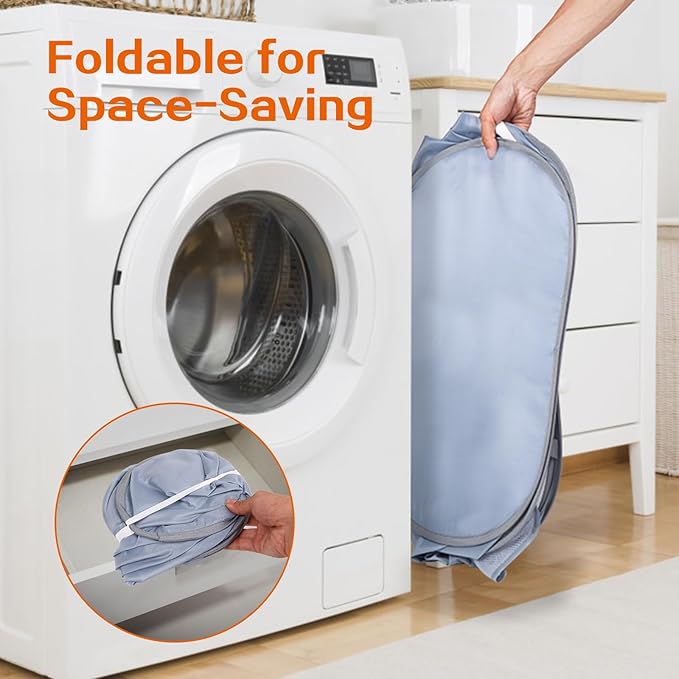 Sturdy Collapsible Laundry Baskets, Foldable Pop Up Laundry Hamper, Durable 2