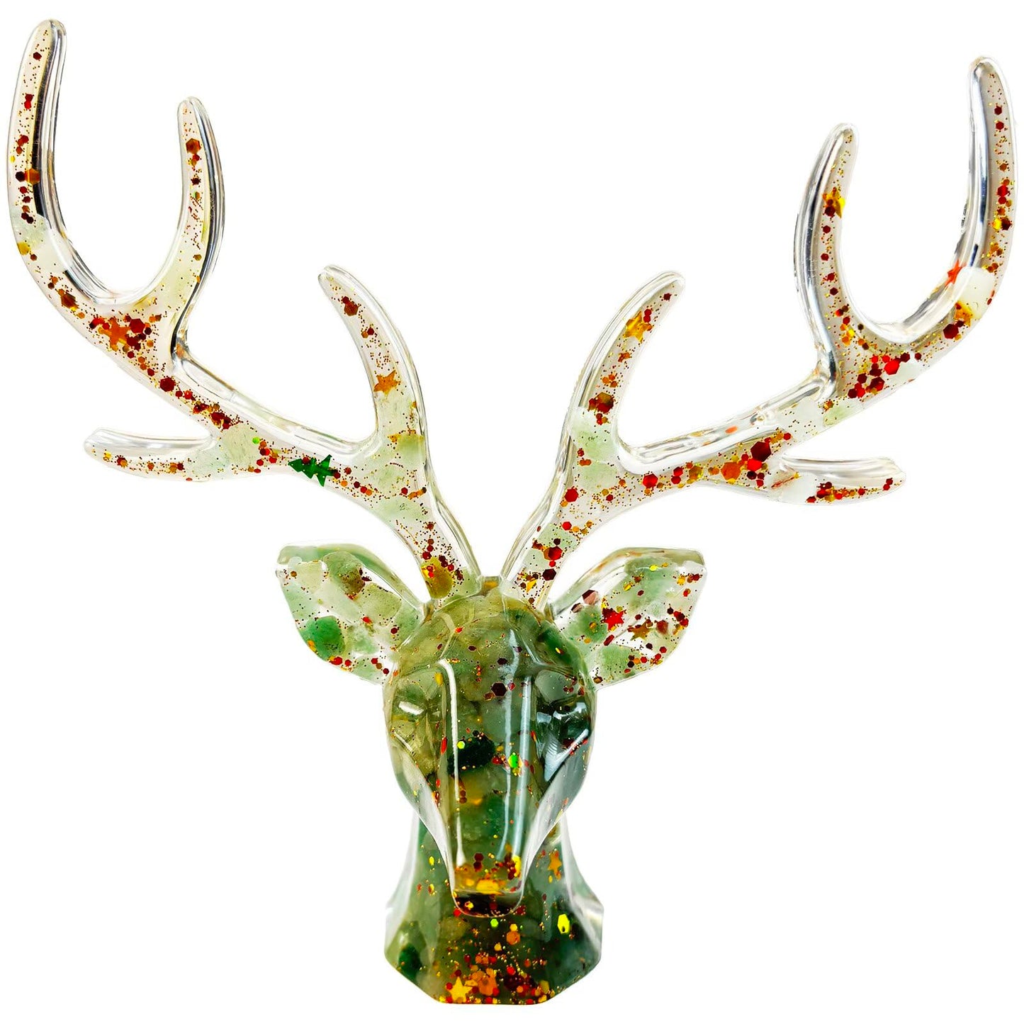 CaxyKyx Deer Head Statue Crystal Stone Small Collectable Animal Figurines Shelf Table Decor Great Gift Green Aventurine