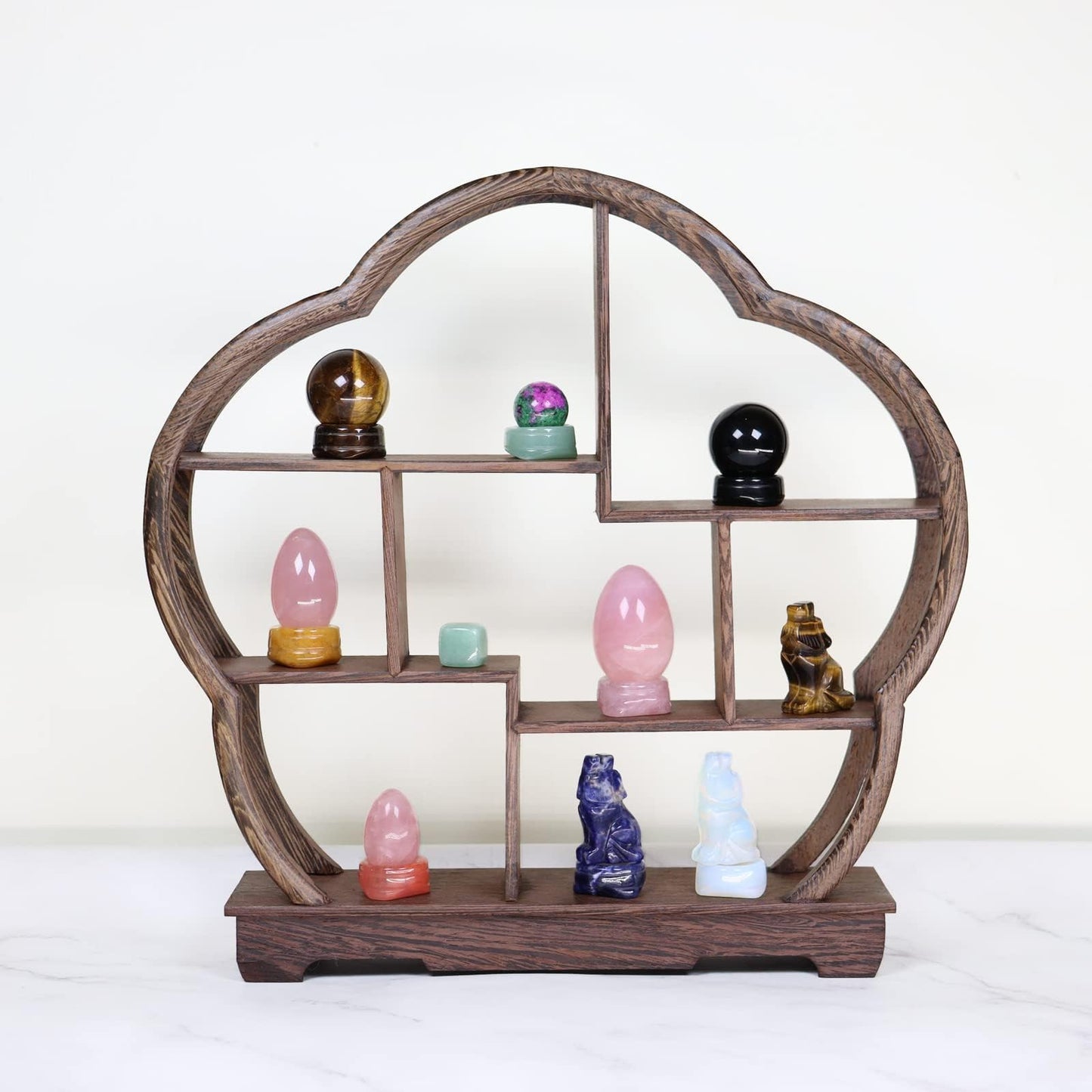 Wemeki Gemstone Sphere Stands Mix 6PCS, Crystal Display Stand, Hand Carved Natural Mini Display Stand Base Stone for Gemstone Egg, Crystal Balls, Sphere Home Decor(Base Only)