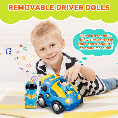 Pup Go First Remote Control Car for Toddler 18 Months+, 2 Interchangeable Dolls with Siren & Lights, Baby RC Police Racing Toy for 2 3 Year Old Boys Girls Kids, Perfect Xmas Presents (Sapphire Blue)