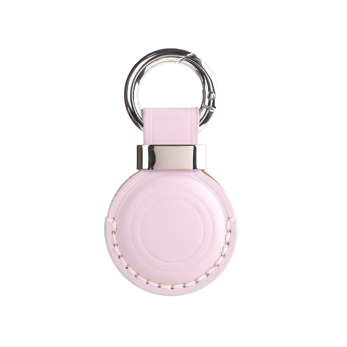 LQU Genuine Leather Keychain Holder Compatible with Airtag, Secure Air Tag Keychain Holder Case Cover Key Chain Ring Accessories for Air Tag - Purple V2.0