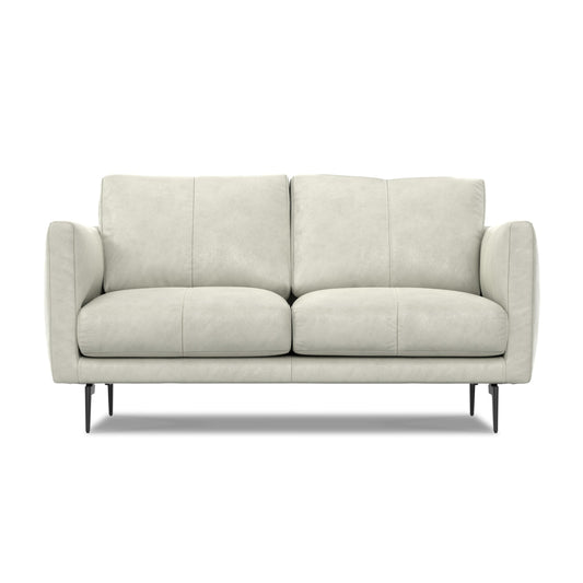 SIMPLIHOME Stevens Loveseat in Genuine Light Smoke Grey Leather, 60-inch Wide, Solid Wood Frame, Modern Compact Seating for Living Room or Apartment