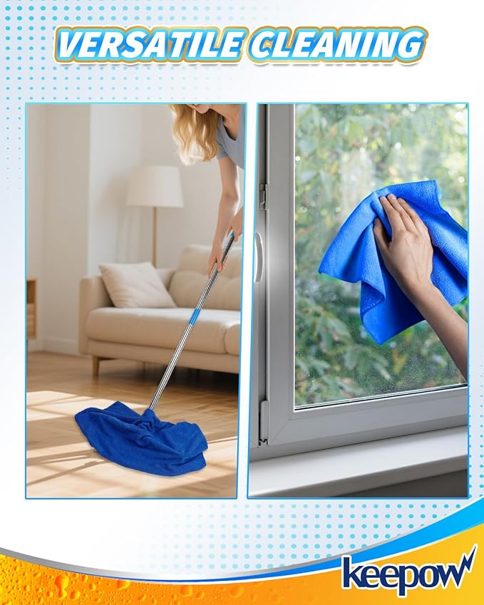 KEEPOW 10PCS Microfiber Cleaning Cloths Extra Large 30" x 20", Washable