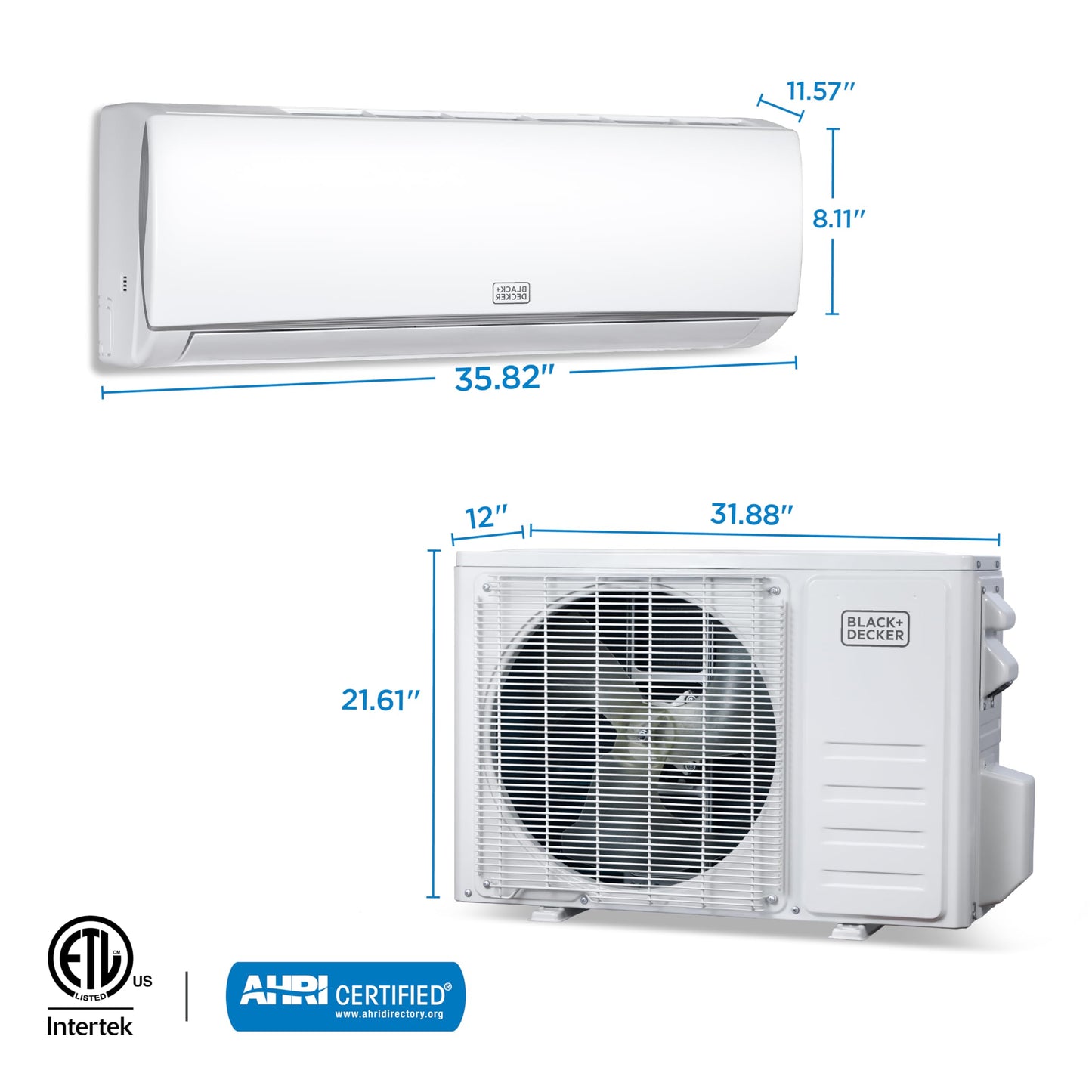 BLACK+DECKER 17,000 BTU Smart Mini Split Air Conditioner with Heat, Inverter Compressor, Wi-Fi, Voice Control, 17 SEER2, 4-in-1 AC Unit, App Available, Remote, 230V, BSA1720TC, White