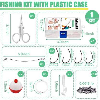 Compact Mini Fishing Kits Bulk – Emergency Survival Fishing Tackle Kits with Case for Beginners, Outdoor Operation, Shoebox Stocking Stuffer for Kids (12)