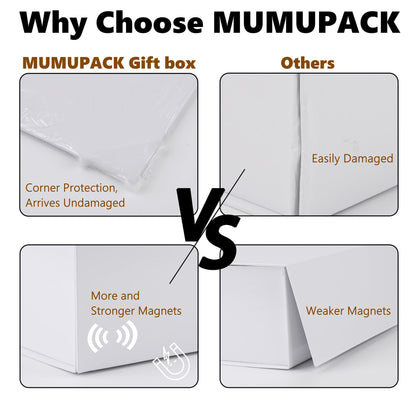 MUMUPACK 6 Pack White Gift Boxes With Lids,9x9x4 Inch Bridesmaid Proposal Box And Printable Stickers,Proposal Boxes With Ribbon For Wedding, Packaging, Present, Birthday
