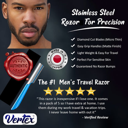Mens Travel Shaver Razor With Case Mens Beard Shaping Tool Mustache Beards Trimmer Straight Edgers Shave Home Goatee Shaper | Straight Mustaches Edger Angles Disposable Razors Stainless Steel Blade Straightener