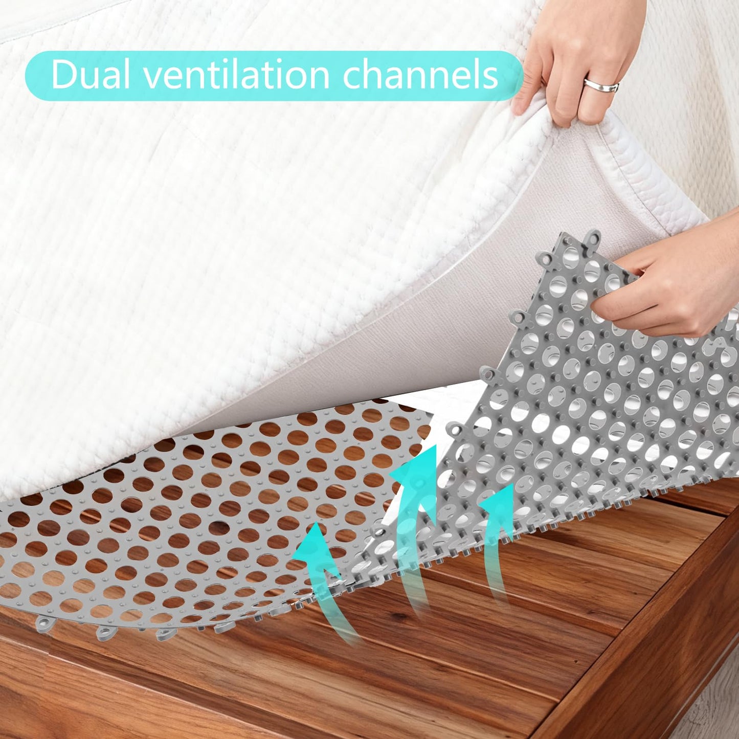 Interlocking Mattress Underlay 83" L x 59" with Aluminum Tape RV Under Mattress Modular Under Mattress Pad for RV Boat Camper Creating The Bed Air Dry and Flow（Queen）