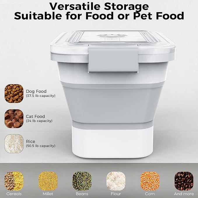 10-13 Lbs Dog Food Storage Container, Collapsible Dog Food Container