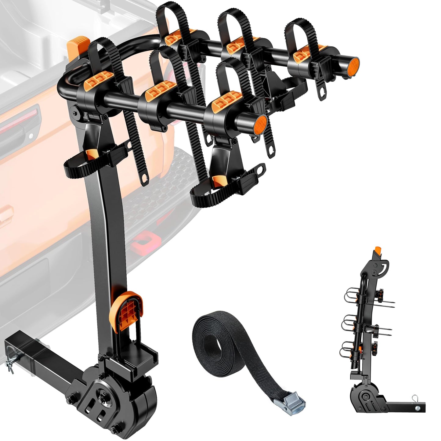 monTEK Premier Locking Quick Release 3-Bike Rack for Cars, Trucks, SUVs with 2” Hitch, Quick Foldable & Tiltable Bike Rack Hitch,3mm Thick Heavy-Duty Steel Frame&High-Secure Straps Hitch Bike Rack