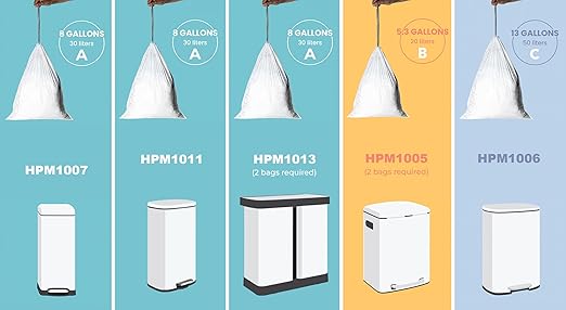 happimess HPM3000C-WHITE 13.2 Gallon Kitchen Drawstring Trash Bags, Trash Can