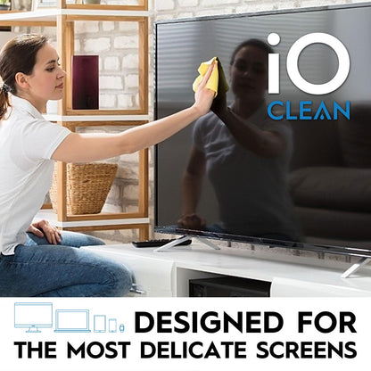 iO Clean Screen Cleaner Spray (16oz - 473ml) Best Large Cleaning Kit for LCD LED OLED TV, Smartphone, iPad, Laptop, Touchscreen, Computer Monitor, Other Electronic Devices, Microfiber Cloth Wipes