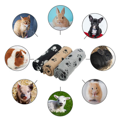 DIGIFLEX Large Pet Blankets x3 Dog Cat Soft Fleece 70cm X 100cm - Washable Soft Fleece Dog/Cat Throw Blanket - Paw Print Design – Bedding for a Puppy & Kitten