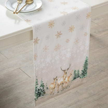 Maison d' Hermine Table Runner 100% Cotton Double Layer Table Runners 108 inches Long for Thanksgiving Christmas Decorations Home Kitchen Dining Party Wedding (Deer in The Woods, 14.5" x 108")