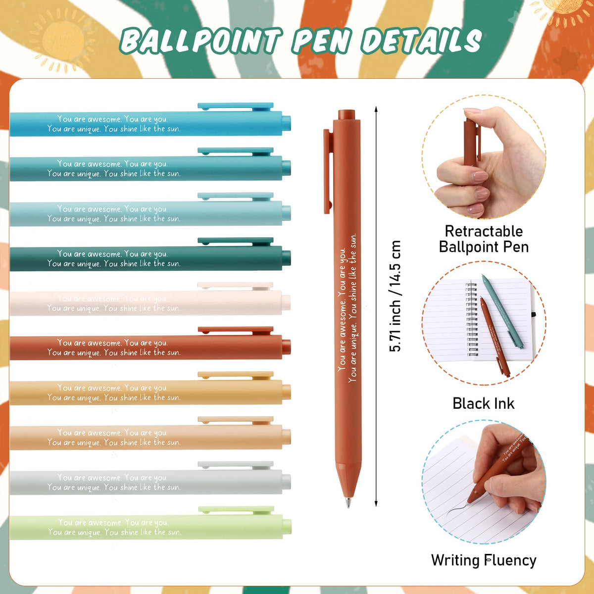 Janlaugh 20 Pcs Mental Health Gifts for Women Men Self Care Items Bulk Include 10 Mental Health Notebook with Sticky Note 10 Positive Pens Affirmation Journals Wellness Gifts for Coworkers Teachers