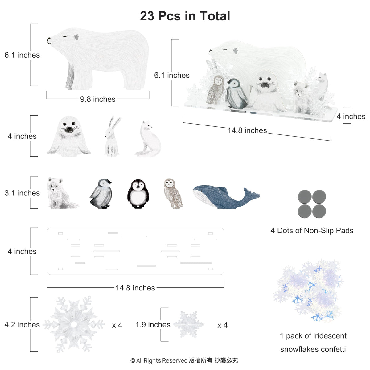Cheerland Winter Centerpiece Decoration Arctic Polar Animal Snowflake Table Decor for Christmas Holiday Home Room Classroom Decor Winter Wonderland Party Supplies