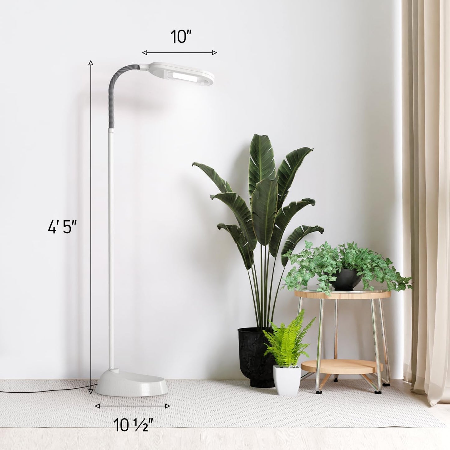 Kenley Natural Daylight Floor Lamp - Craft Light Floor Standing for Reading, Crafting, Sewing - Adjustable Gooseneck - Task Lamps for Living Room, Bedroom, Office